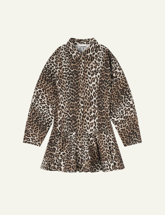 GANNI leopard print mini dress front view