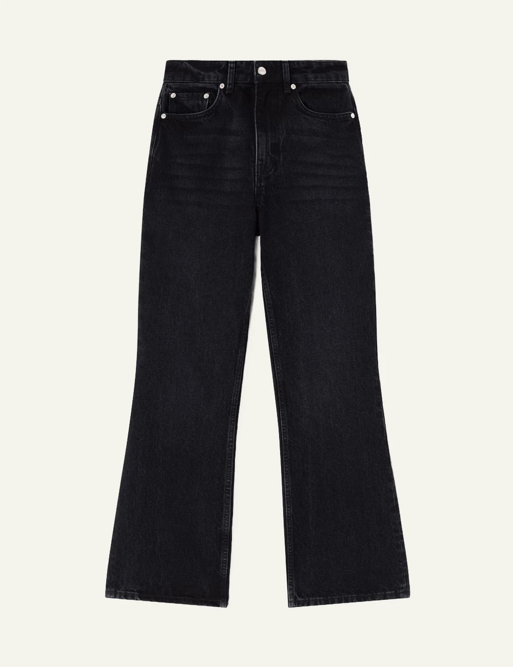 Ganni cropped bootcut jeans mid rise denim front view