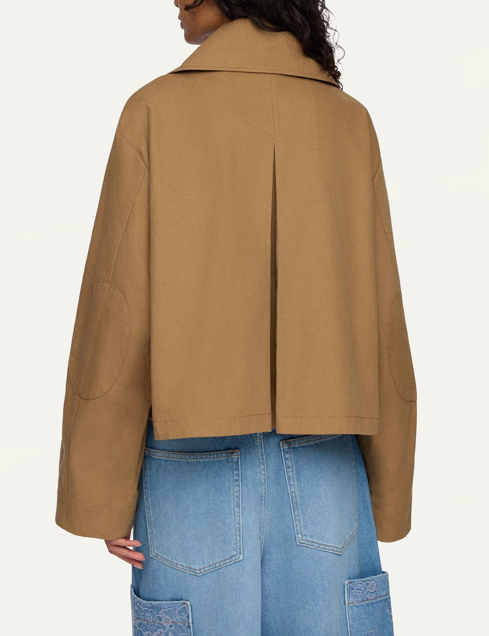 Ganni organic cotton jacket camel back view
