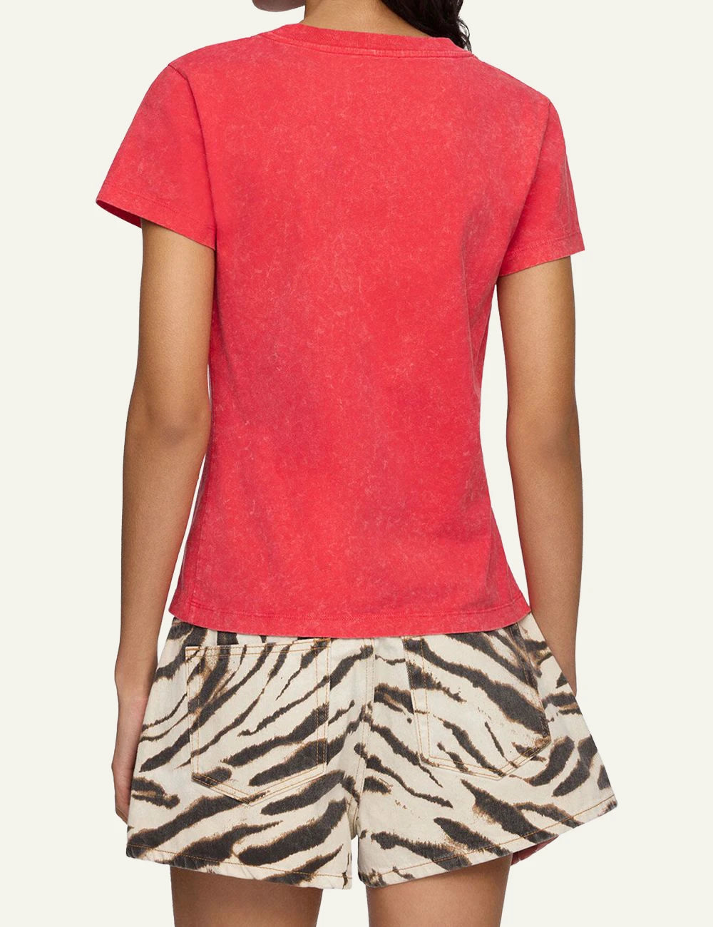 Ganni red t-shirt with cherry graphic print and logo back view