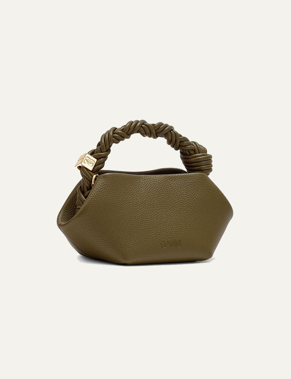 Ganni Small Bou bag green braided handle back view