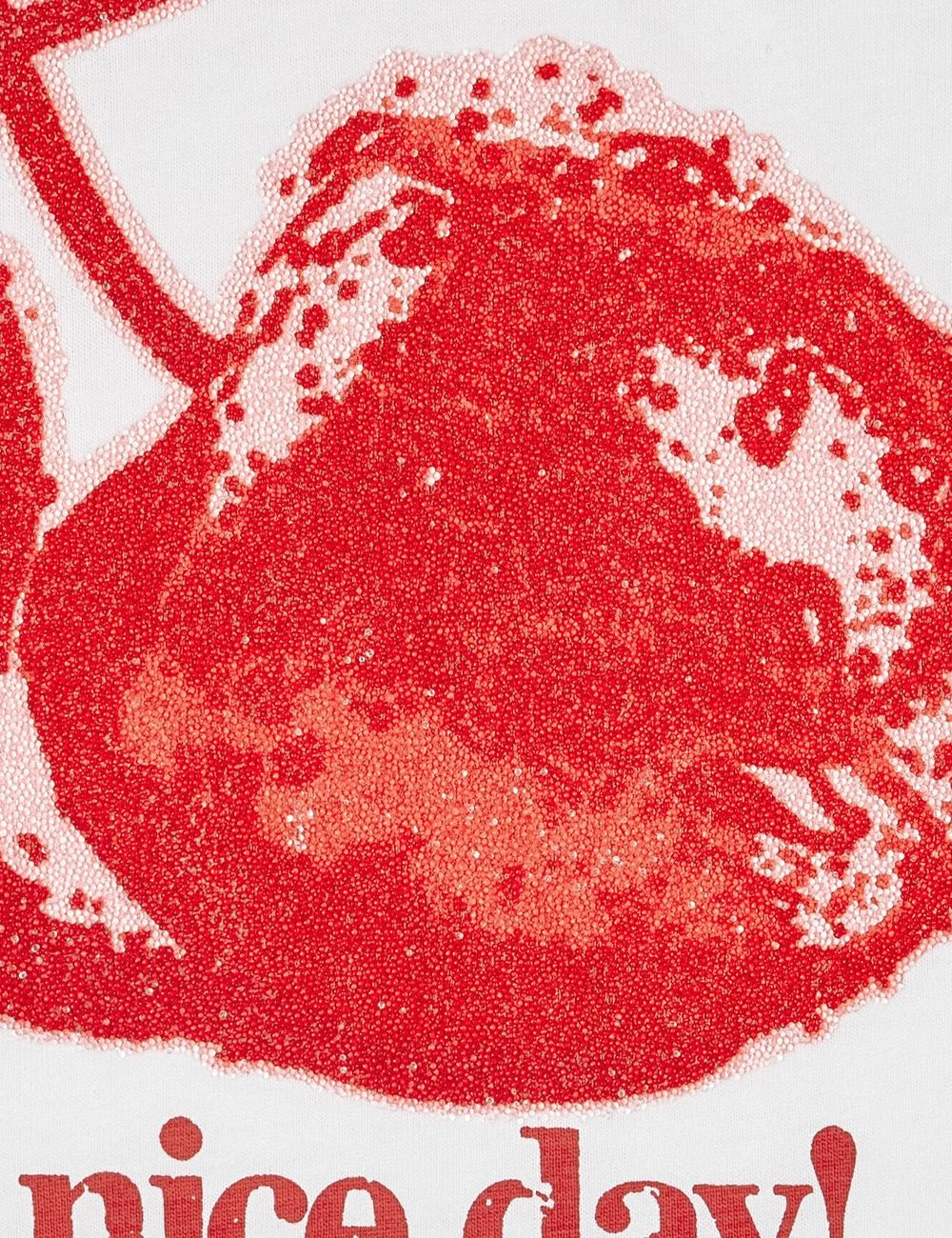 Ganni white t-shirt me cherry graphic kai logo front detail view