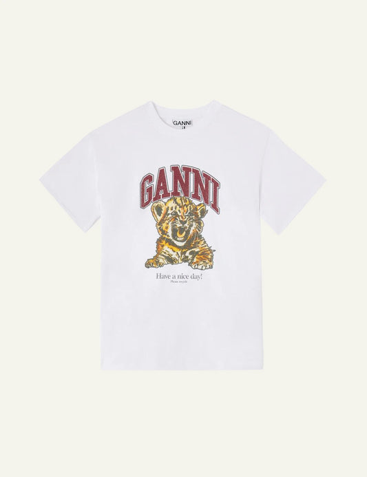 Ganni white t-shirt tiger graphic front print
