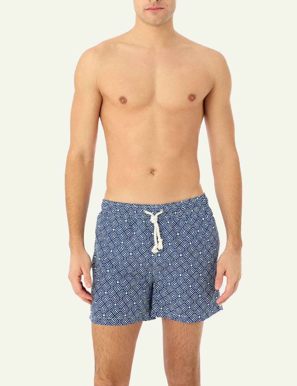 Gassa dAmante Furore blue abstract swim shorts front model