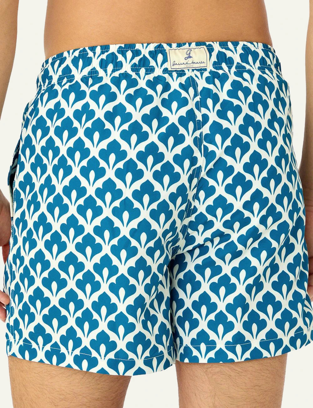 Gassa dAmante Sanremo blue white pattern swim shorts back