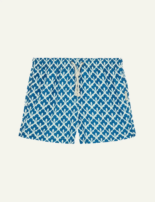 Gassa dAmante Sanremo blue white pattern swim shorts front