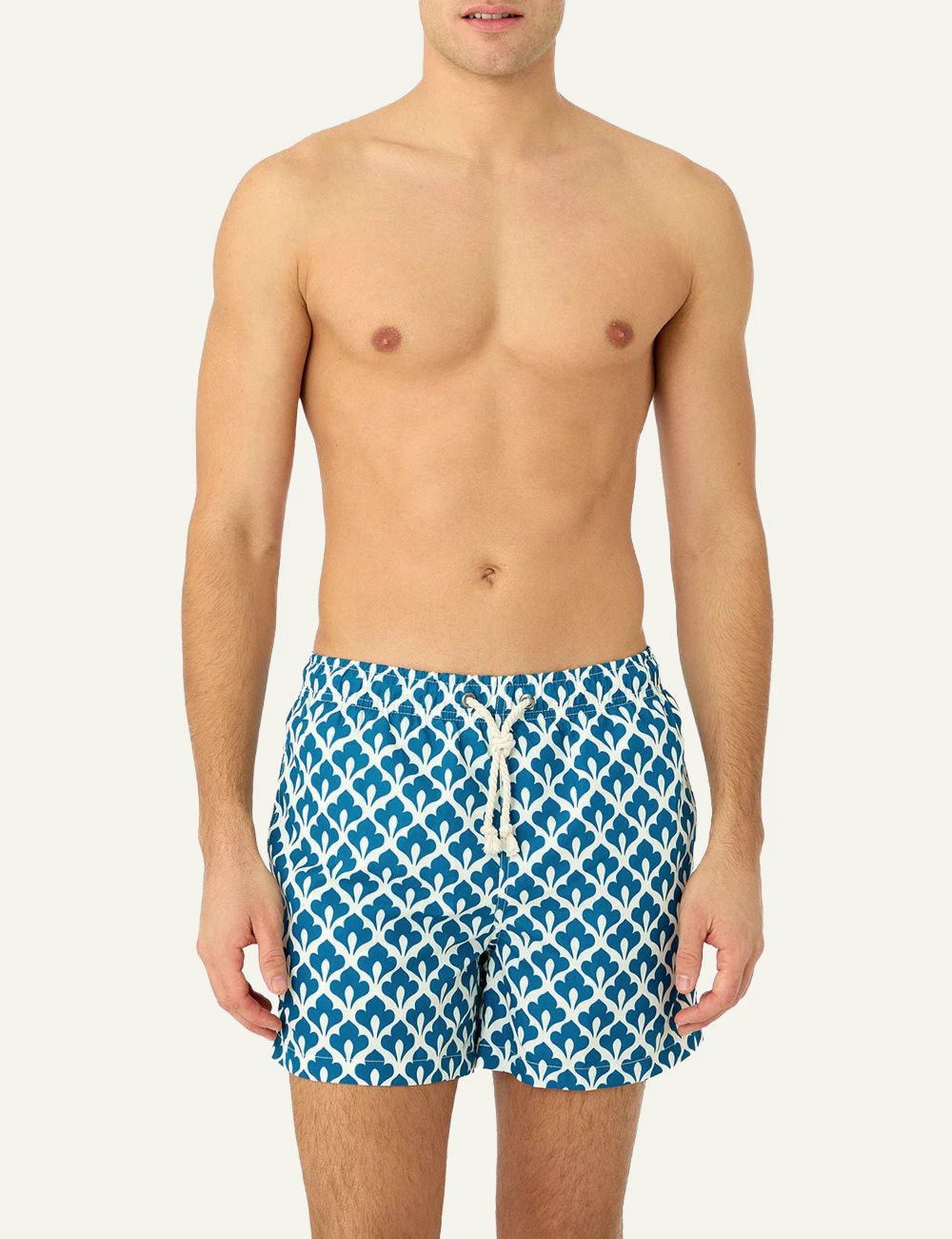 Gassa dAmante Sanremo blue white pattern swim shorts front model