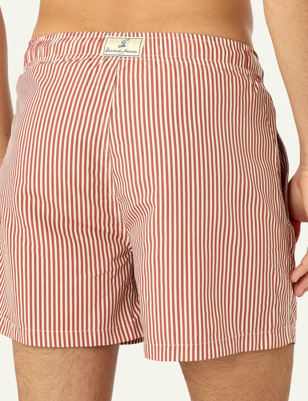 Gassa dAmante Tropea orange striped swim shorts back
