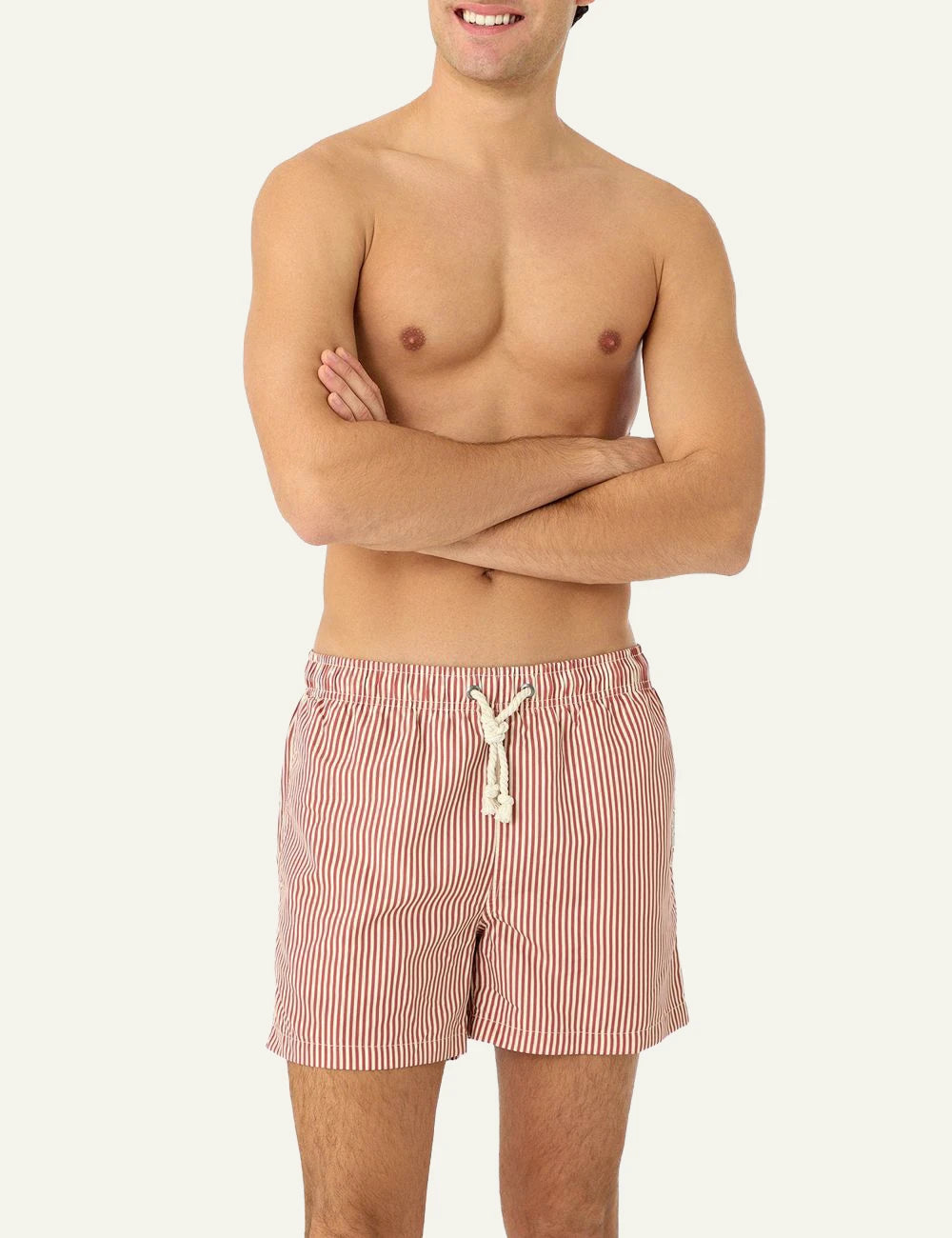 Gassa dAmante Tropea orange striped swim shorts front model