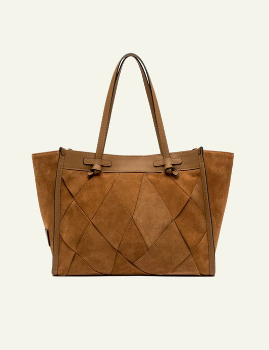 gianni chiarini marcella shopping bag brown suede front