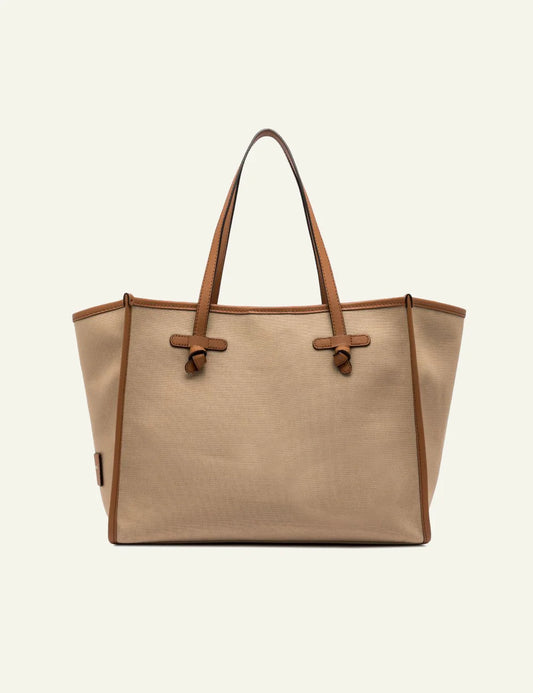 gianni chiarini marcella shopping bag canvas camel front