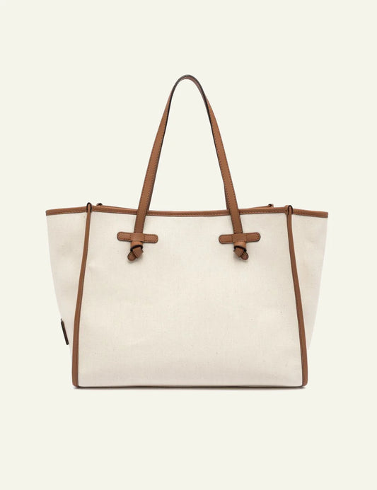 gianni chiarini marcella shopping bag canvas leather front