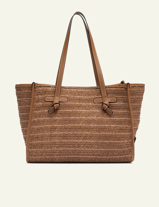 gianni chiarini marcella shopping bag straw leather front