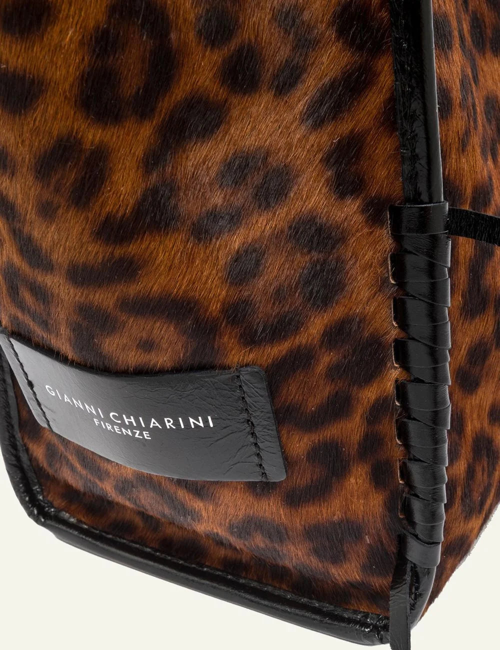 Women's Gianni Chiarini Marcella Crafty Leo large leopard print pony effect leather shopping tote bag side