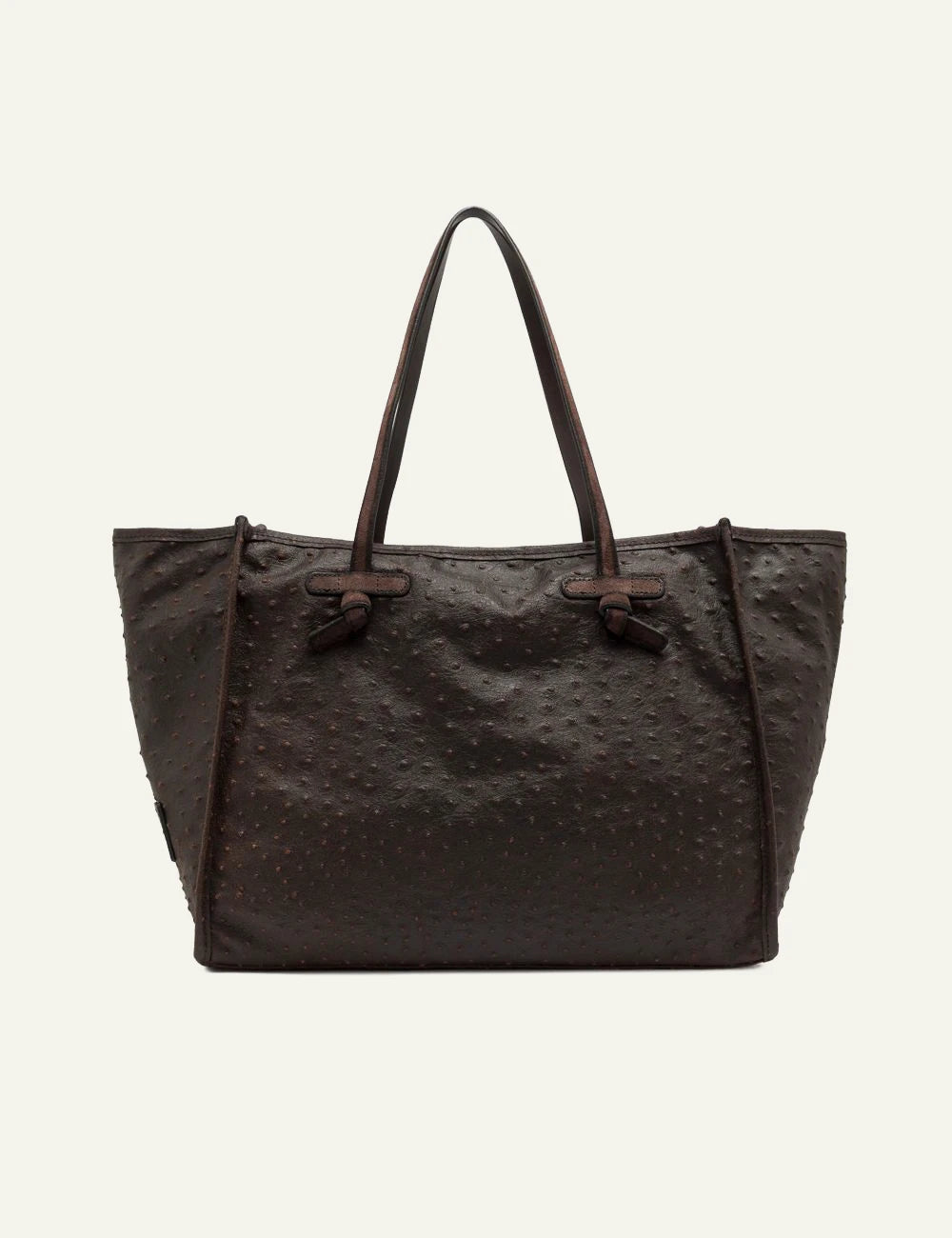 Women's Gianni Chiarini Marcella Exotic large brown ostrich print leather shopping tote bag with removable leather pouch