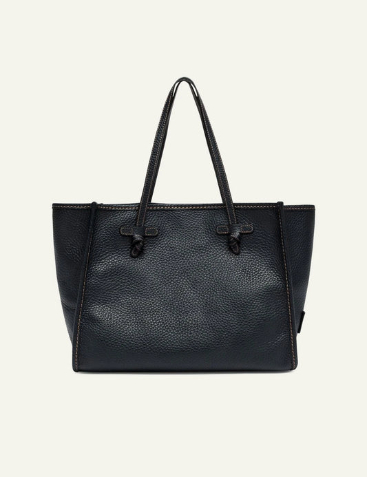 Women's Gianni Chiarini Marcella Hiking large blue double grain leather shopping tote bag with removable pouch