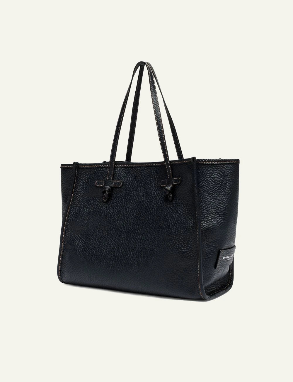 Women's Gianni Chiarini Marcella Hiking large blue double grain leather shopping tote bag with removable pouch side