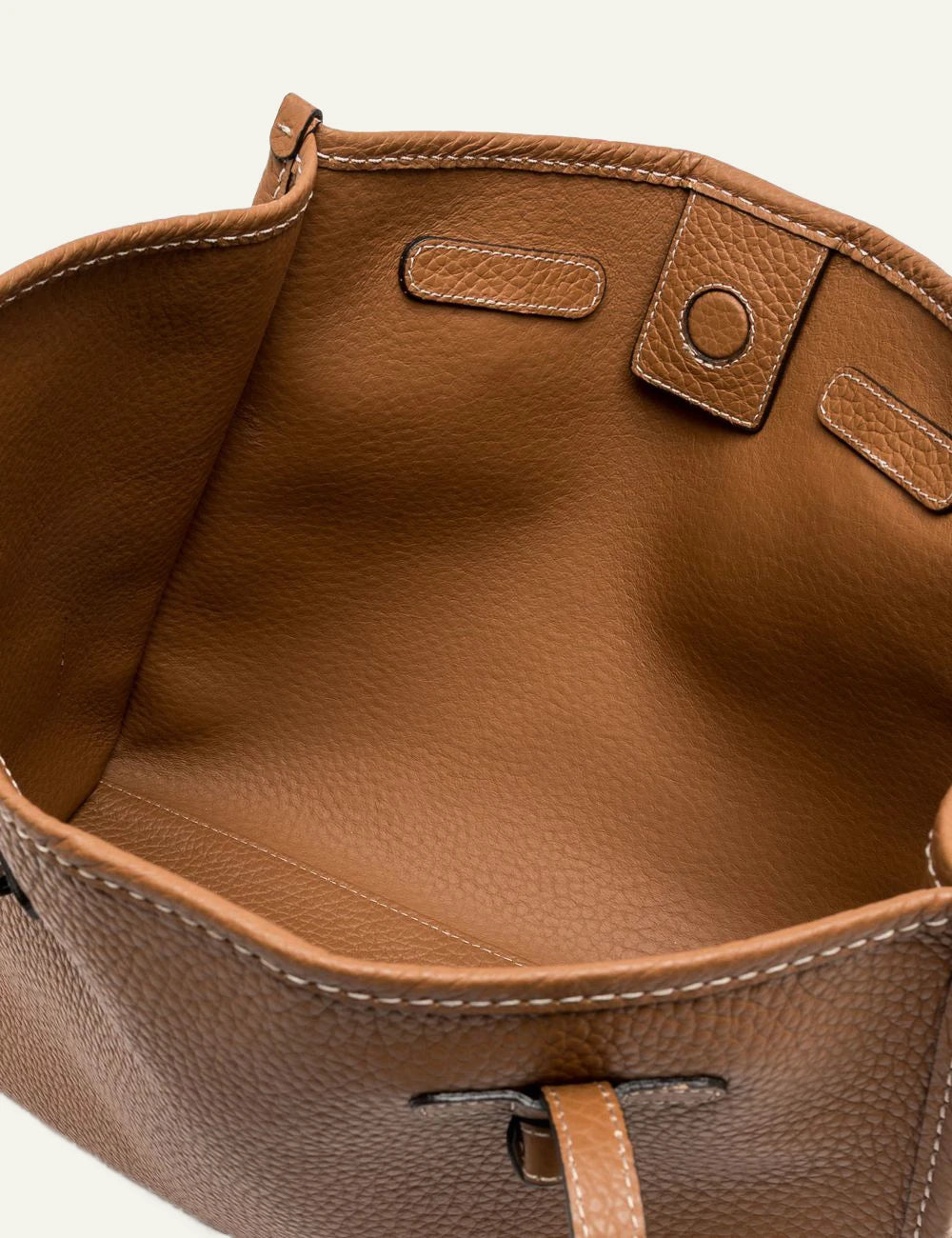 Women's Gianni Chiarini Marcella Hiking large tan double grain leather shopping tote bag with removable pouch top