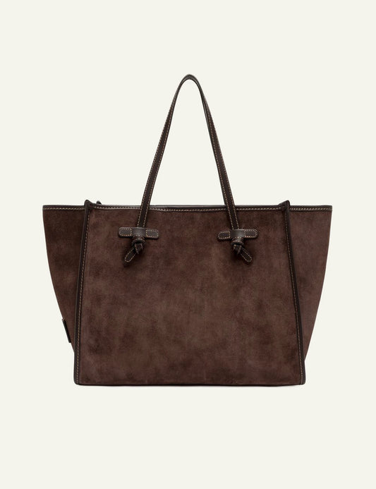 Women's Gianni Chiarini Marcella large brown suede leather shopping tote bag with removable leather pouch