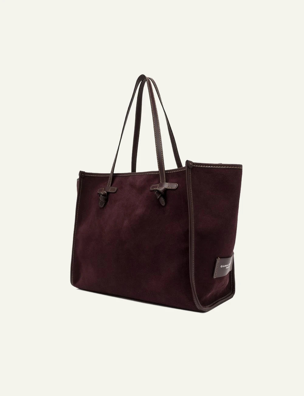 Women's Gianni Chiarini Marcella large burgundy suede leather shopping tote bag with removable leather pouch side