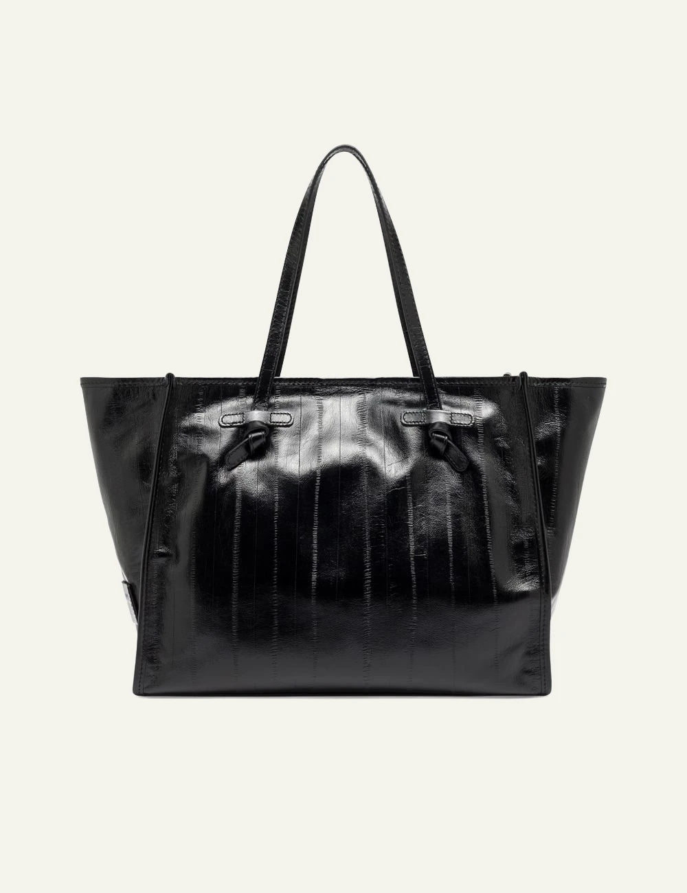 Women's Gianni Chiarini Marcella Luxury large black eel print leather shopping tote bag