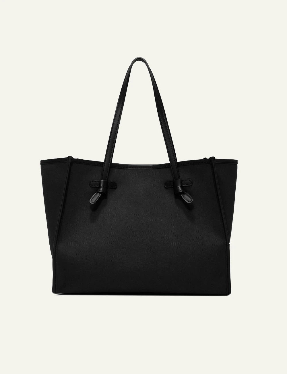 Women's Gianni Chiarini Marcella Original large black canvas shopping tote bag with leather trim and removable pouch