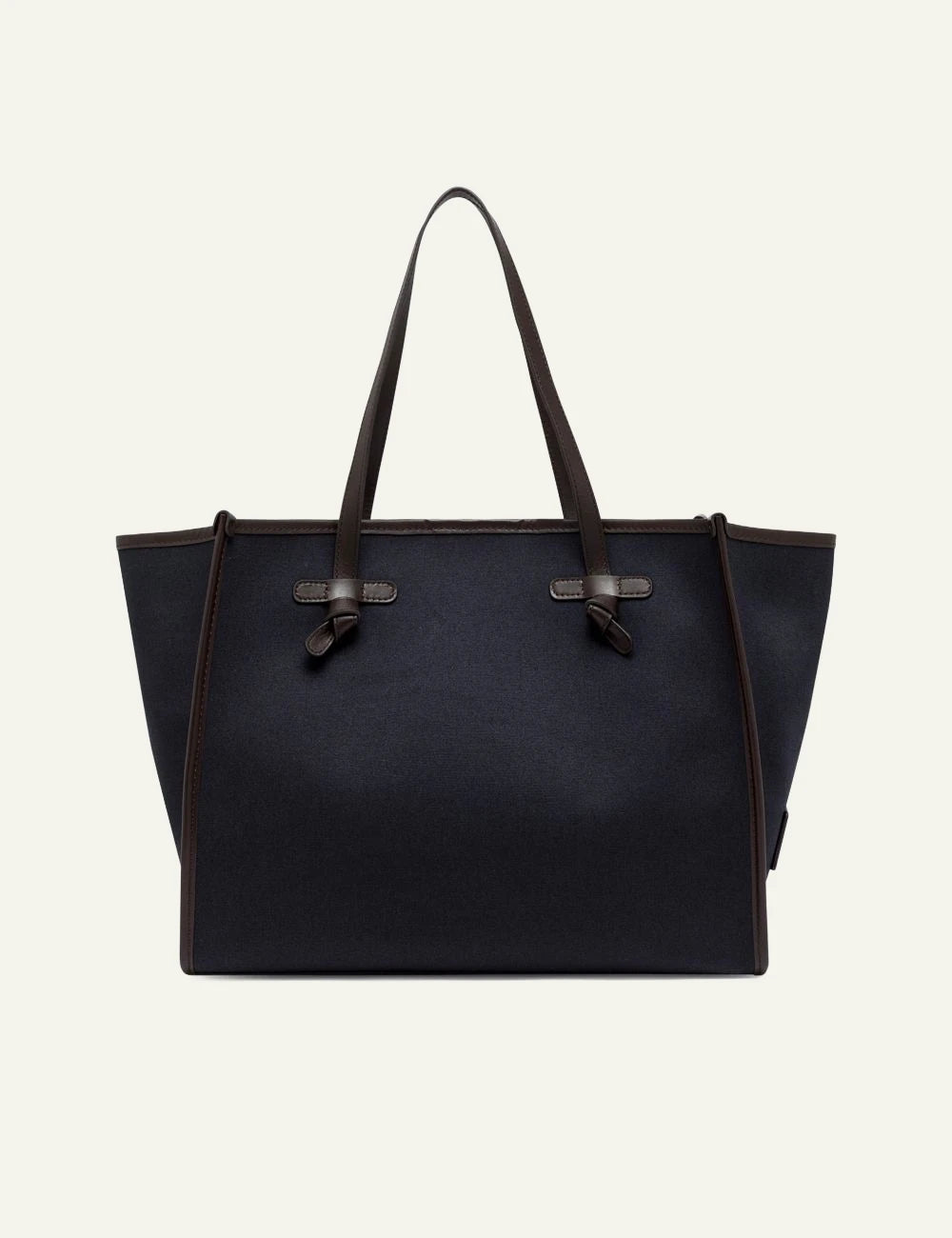 Women's Gianni Chiarini Marcella Original large blue canvas shopping tote bag with leather trim and removable pouch