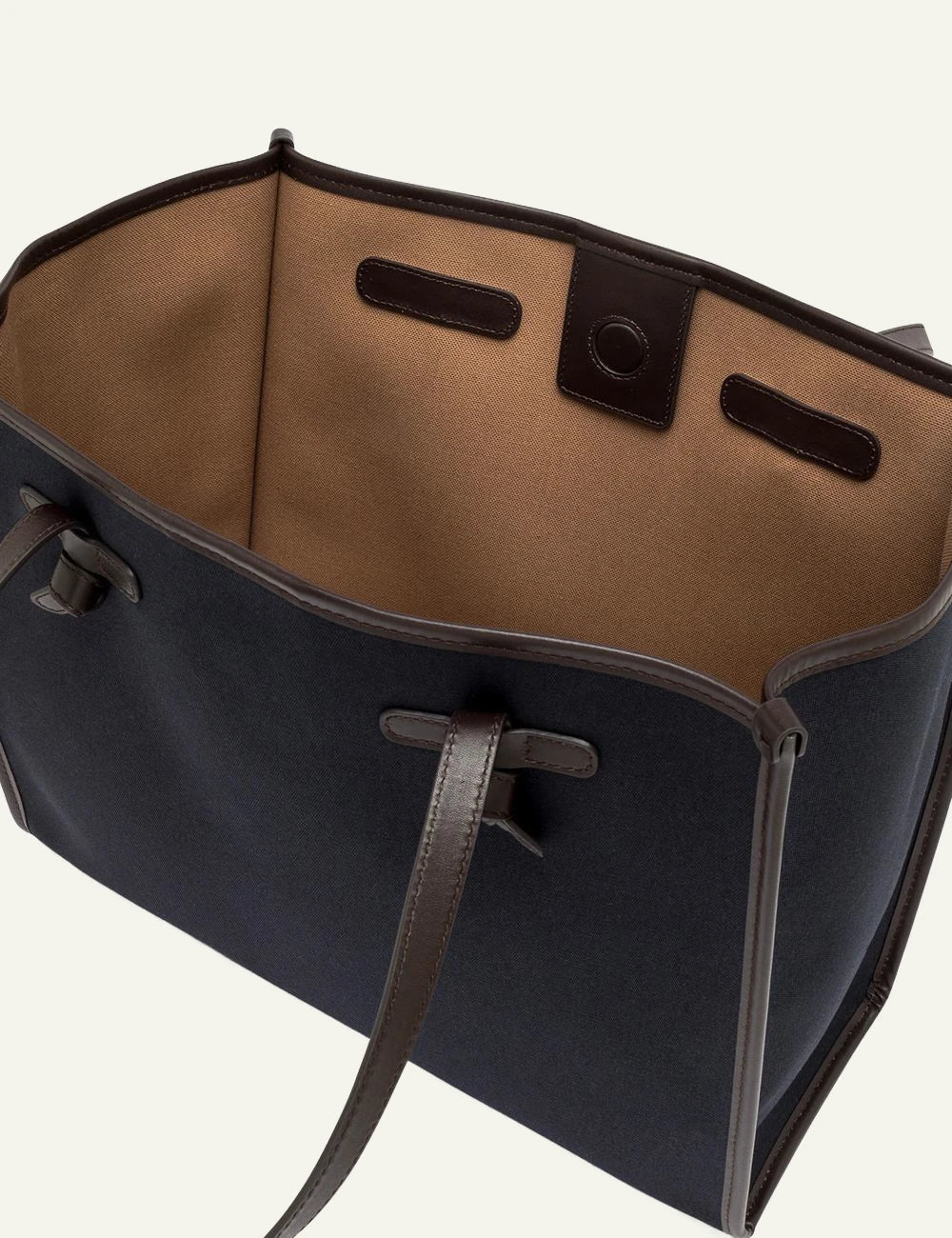 Women's Gianni Chiarini Marcella Original large blue canvas shopping tote bag with leather trim and removable pouch top