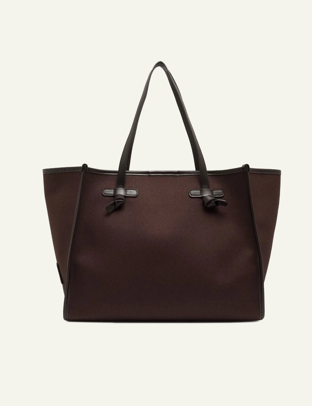 Women's Gianni Chiarini Marcella Original large brown canvas shopping tote bag with leather trim and removable pouch