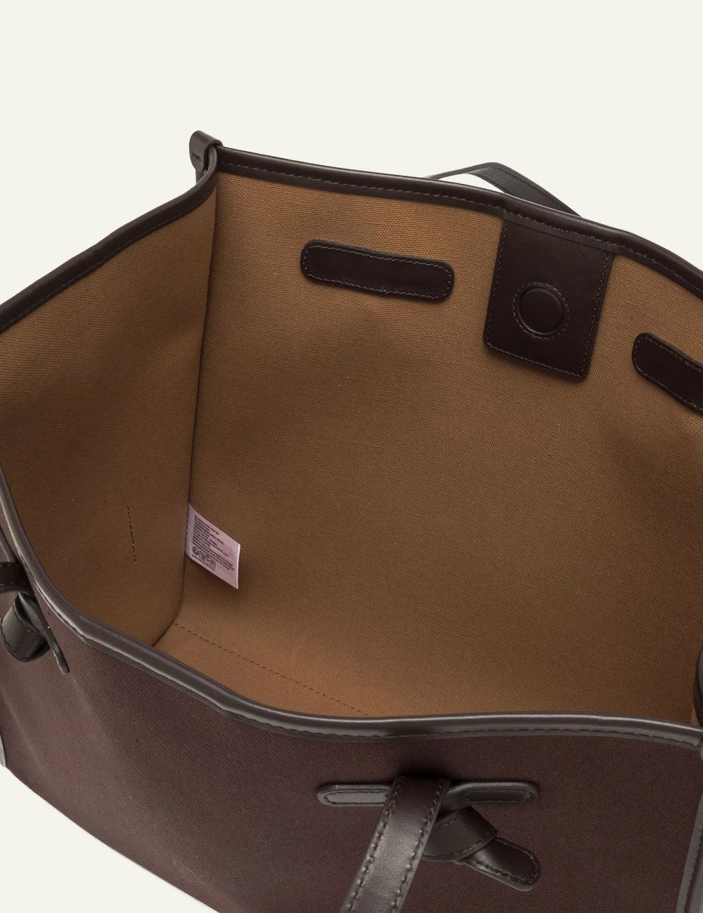 Women's Gianni Chiarini Marcella Original large brown canvas shopping tote bag with leather trim and removable pouch top