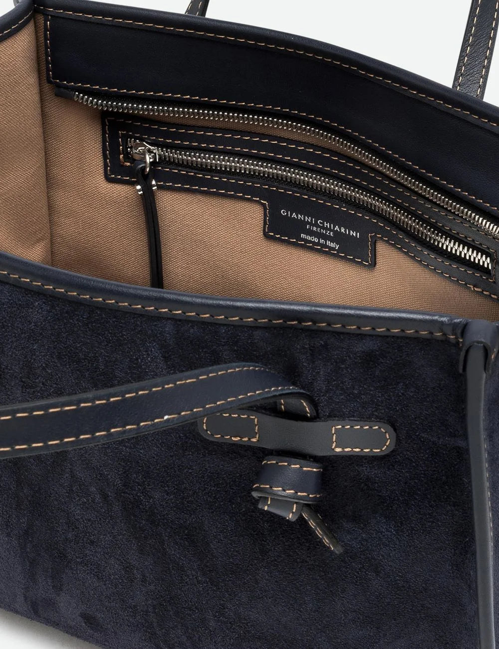 Women's Gianni Chiarini Miss Marcella 32 suede tote bag in blue with leather details top