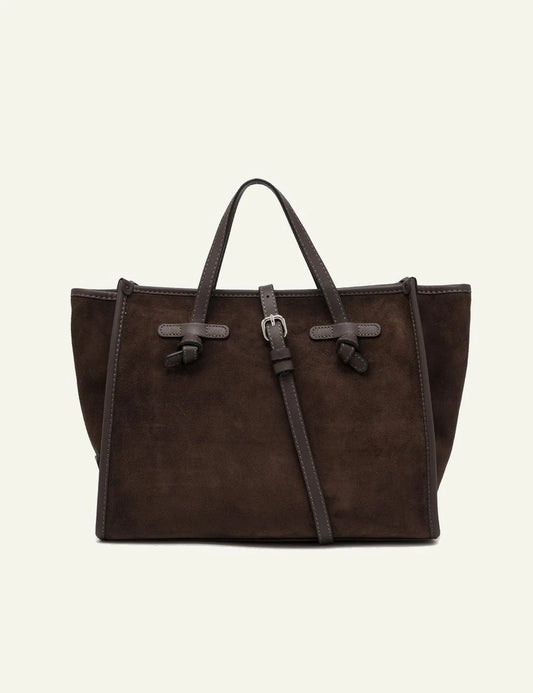 Women's Gianni Chiarini Miss Marcella 32 suede tote bag in brown with leather details