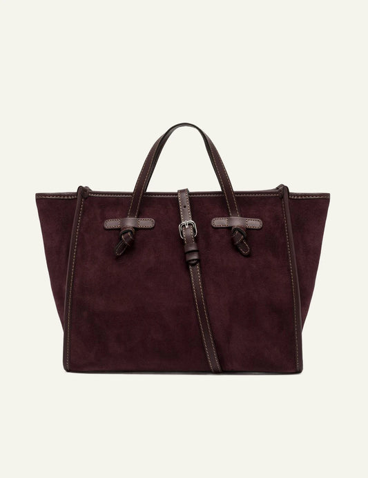 Women's Gianni Chiarini Miss Marcella 32 suede tote bag in brown with leather details