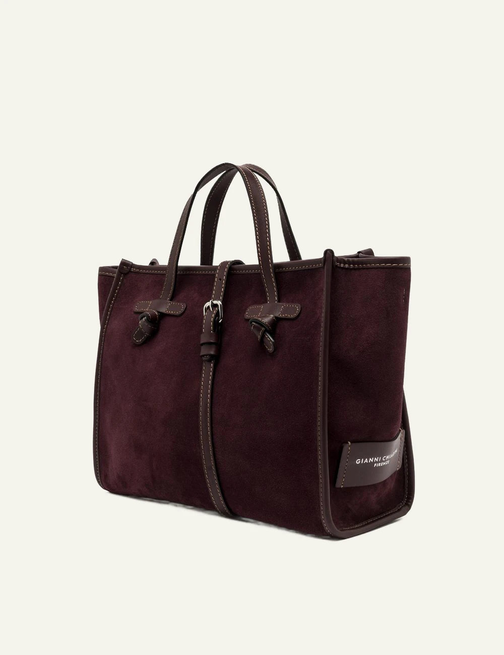 Women's Gianni Chiarini Miss Marcella 32 suede tote bag in brown with leather details side