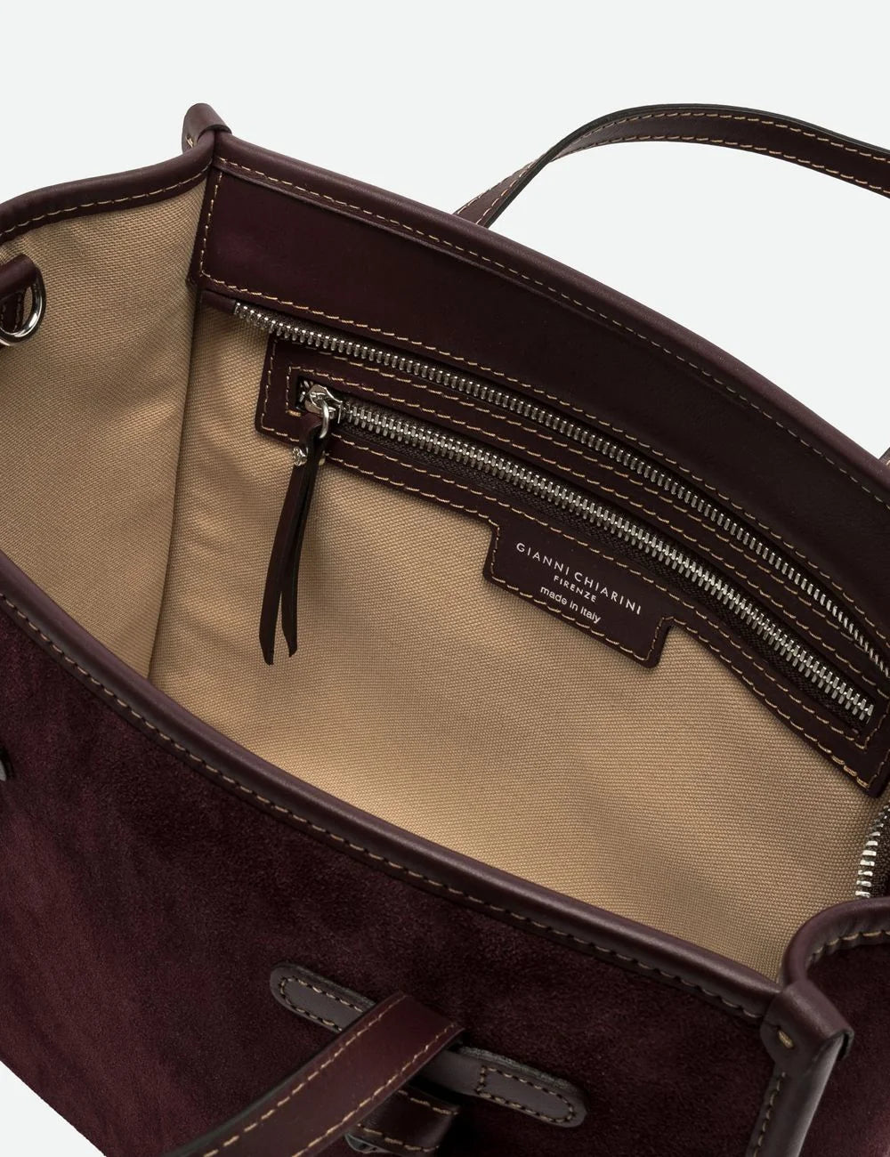 Women's Gianni Chiarini Miss Marcella 32 suede tote bag in brown with leather details top