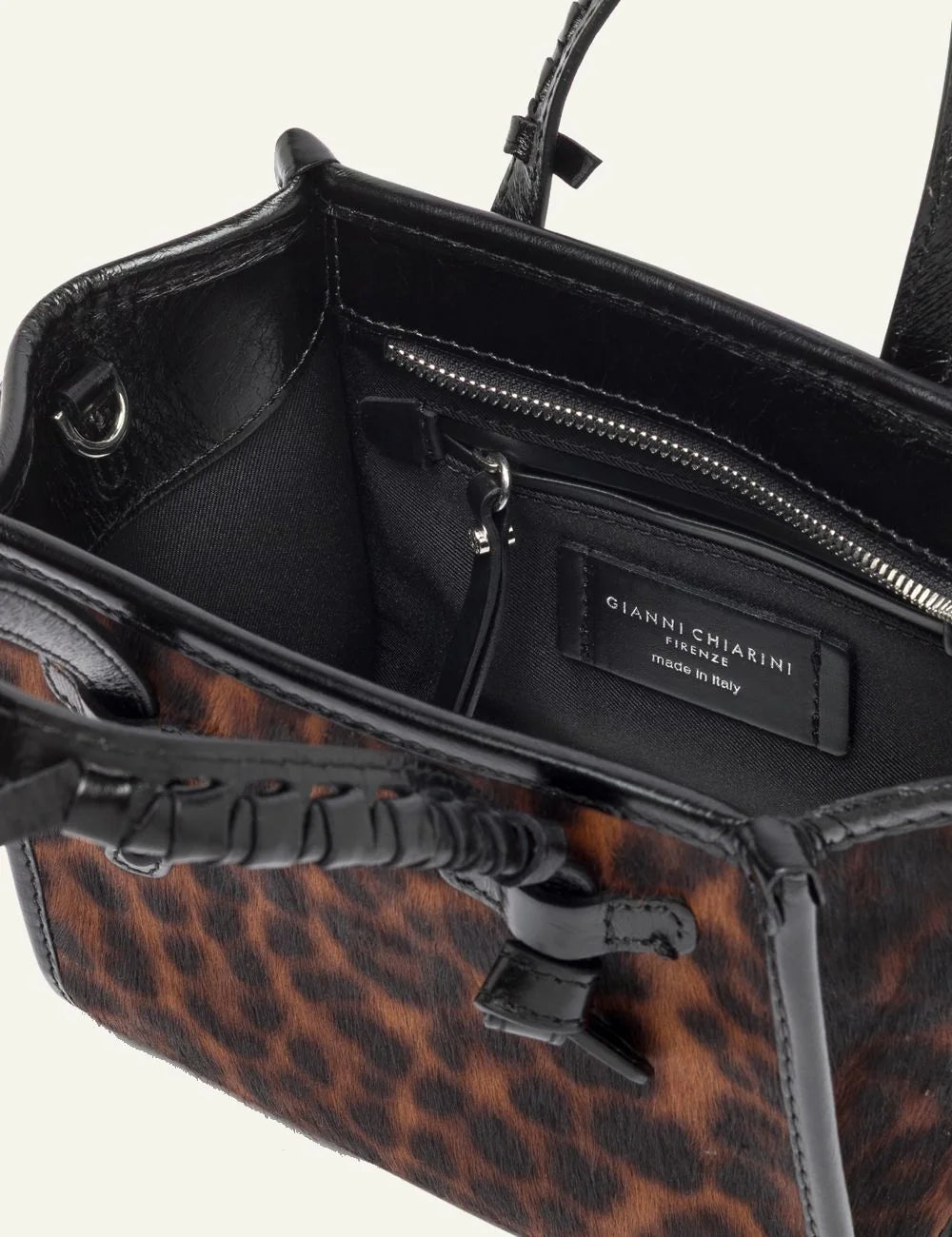 Women's Gianni Chiarini Miss Marcella Crafty Leo small leopard pony effect leather tote bag top