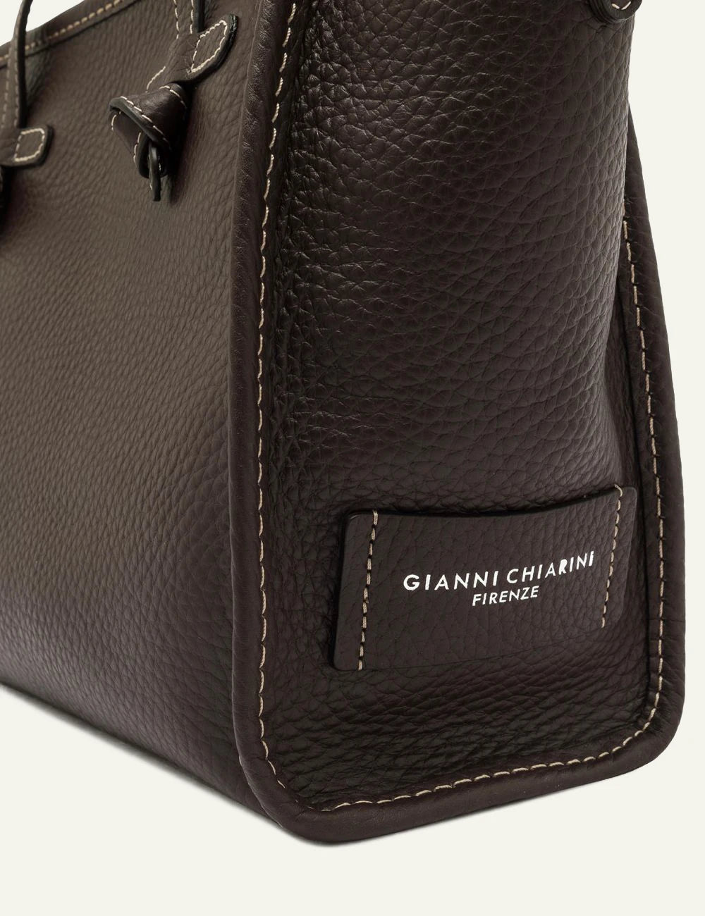 Women's Gianni Chiarini Miss Marcella Hiking 32 dark brown grain leather tote bag side