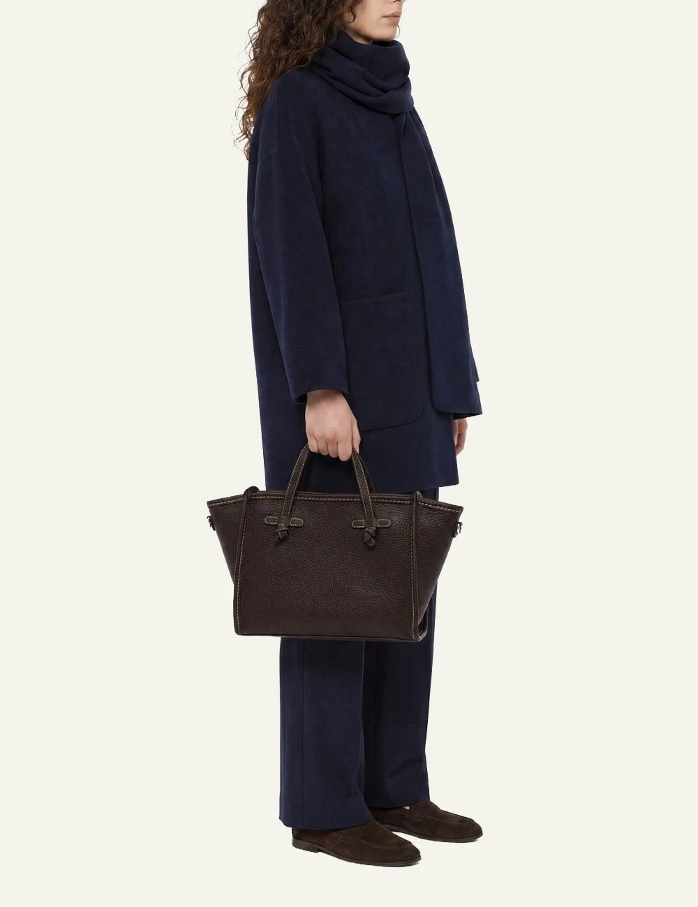 Women's Gianni Chiarini Miss Marcella Hiking 32 dark brown grain leather tote bag model