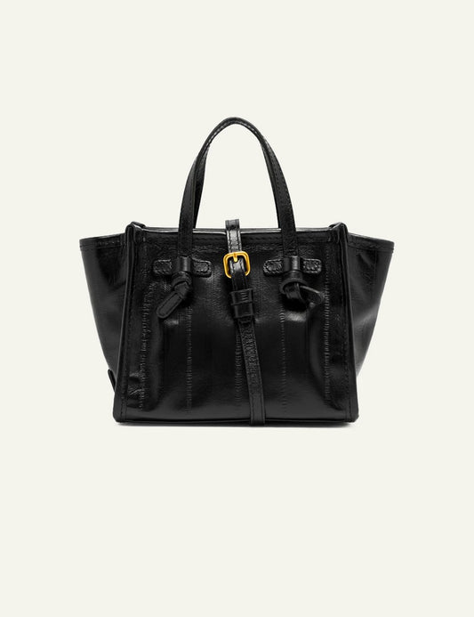 Women's Gianni Chiarini Miss Marcella Luxury small black eel effect leather tote bag