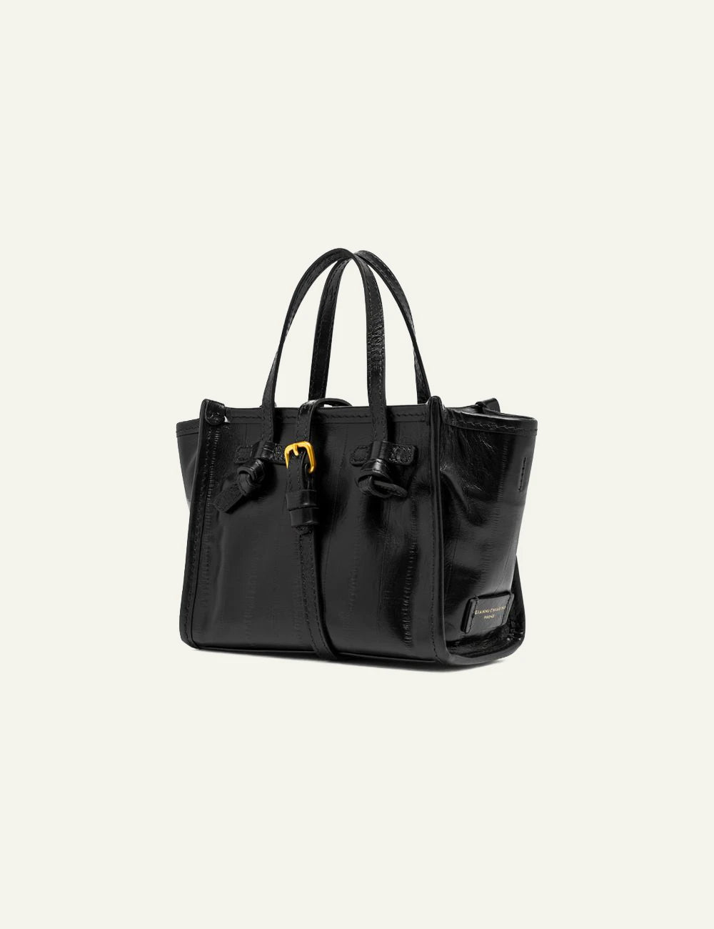 Women's Gianni Chiarini Miss Marcella Luxury small black eel effect leather tote bag side