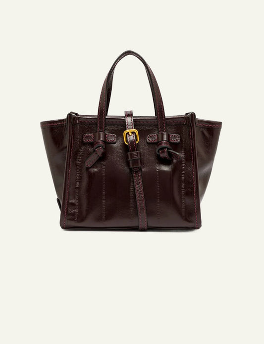 Women's Gianni Chiarini Miss Marcella Luxury small burgundy eel effect leather tote bag