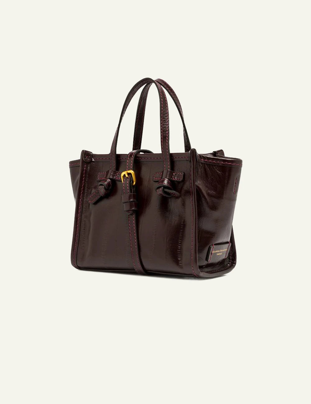 Women's Gianni Chiarini Miss Marcella Luxury small burgundy eel effect leather tote bag side