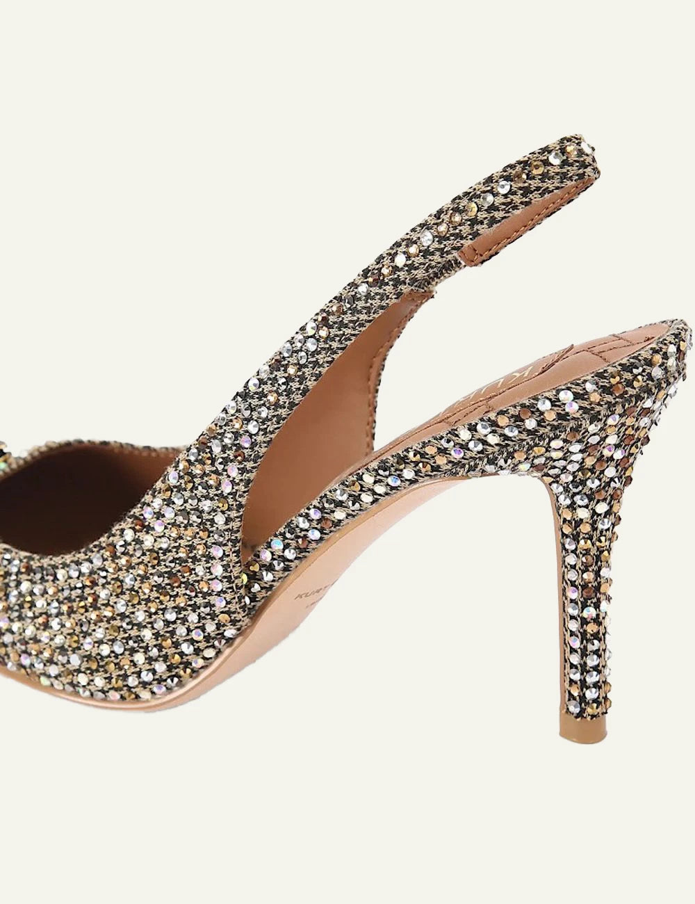 Kurt Geiger Belgravia High Sling crystal embellished slingback pumps in gold back