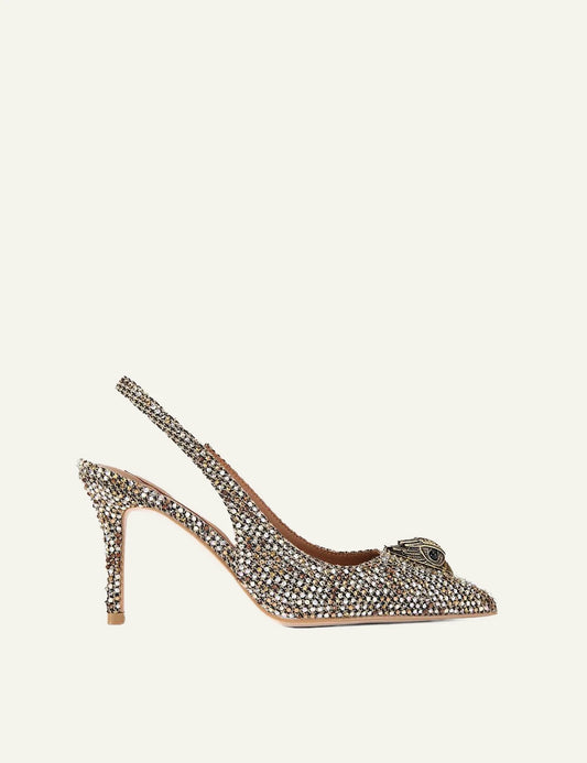 Kurt Geiger Belgravia High Sling crystal embellished slingback pumps in gold