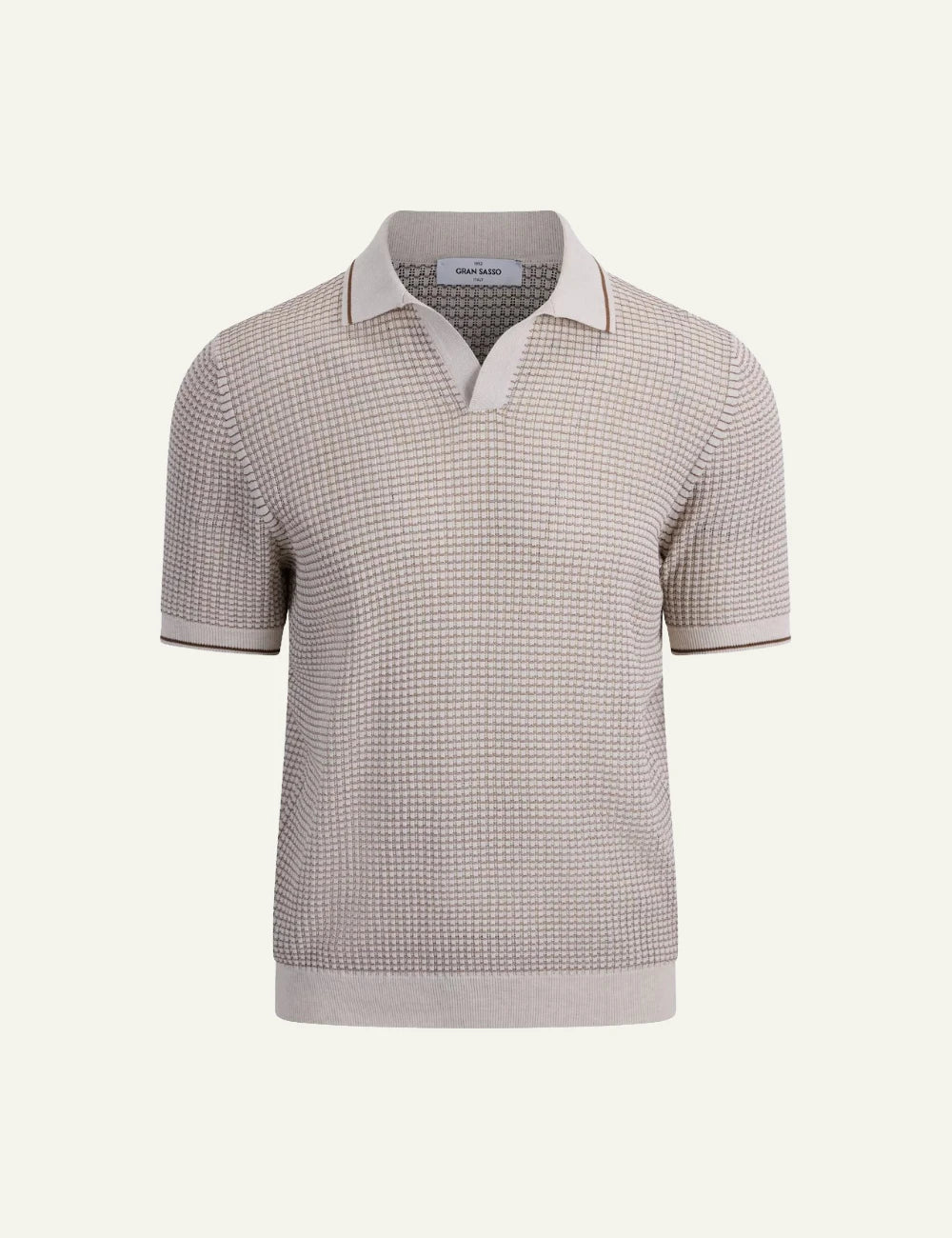 Gran Sasso knit polo bicolor beige short sleeve front