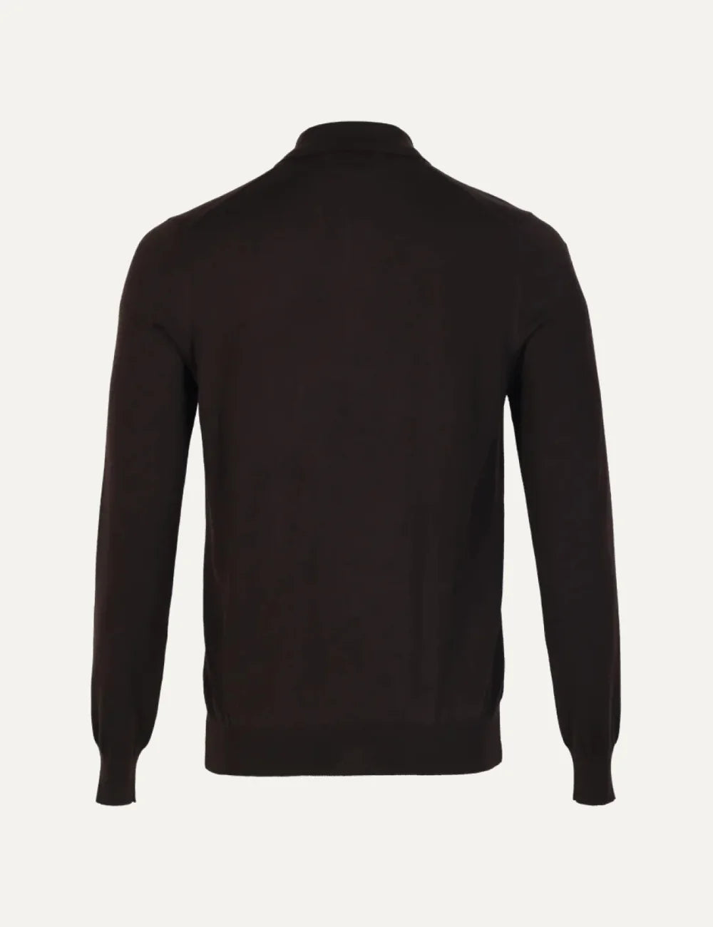Gran Sasso men dark brown virgin wool polo sweater with half-zip collar and long sleeves back