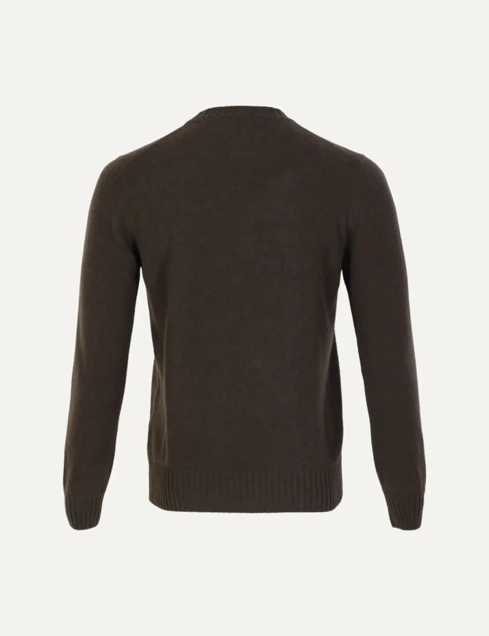 Gran Sasso men dark brown cashmere crew neck sweater with ribbed trims back