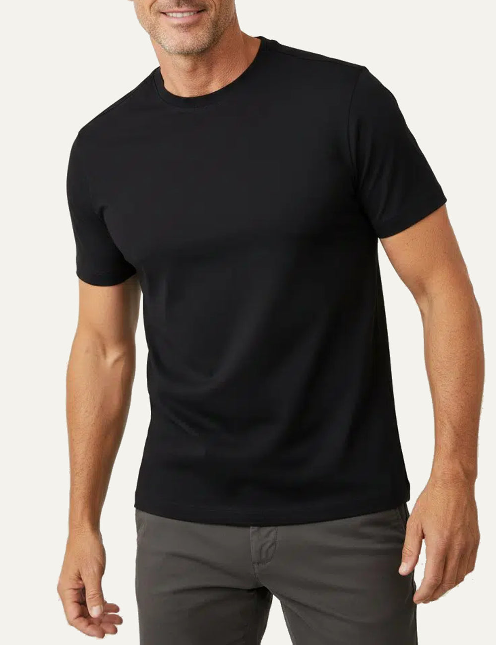 Gran Sasso men black Luxury Cotton Interlock crew neck T-shirt in 100% cotton