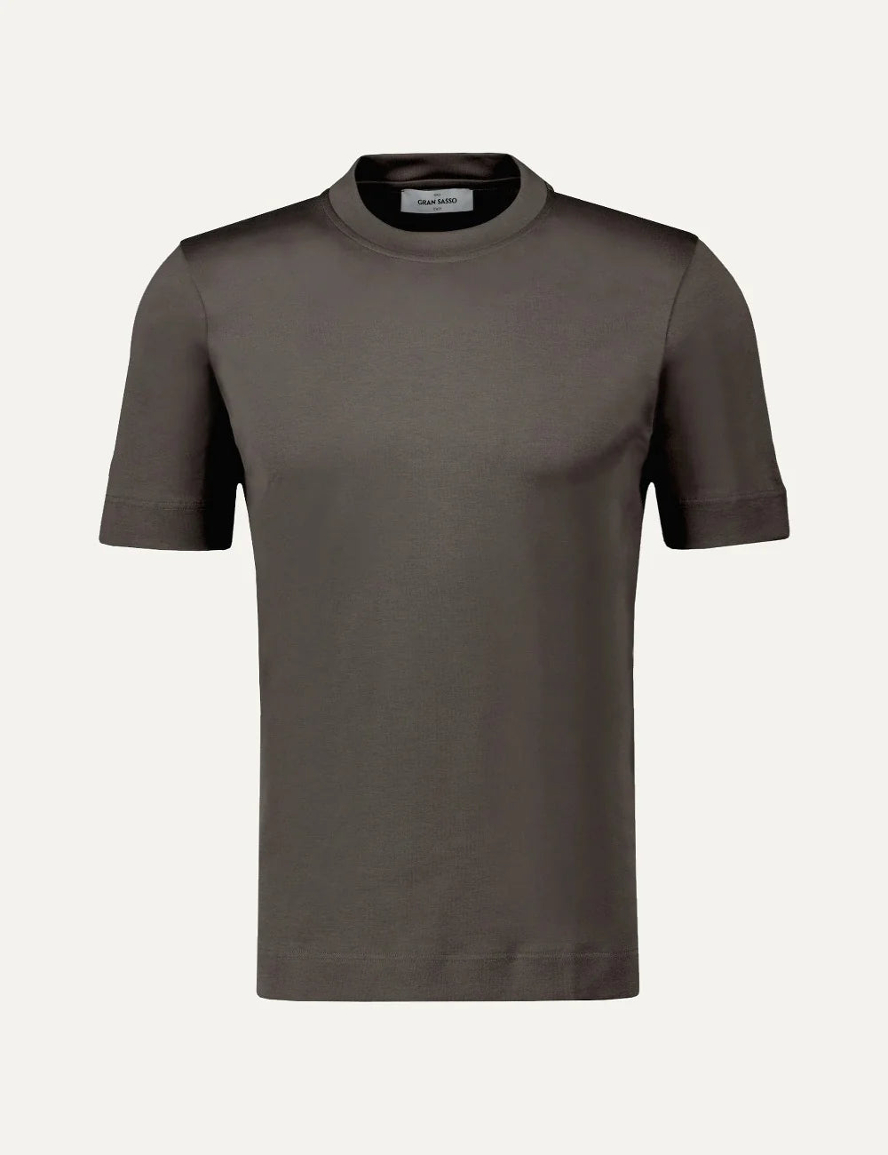 Gran Sasso men dark brown Interlock Pima cotton crew neck T-shirt with regular fit