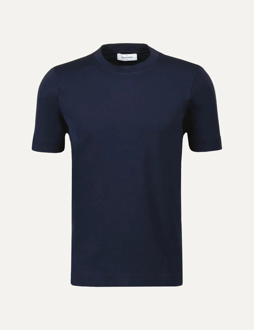 Gran Sasso men navy blue Interlock Pima cotton crew neck T-shirt with regular fit